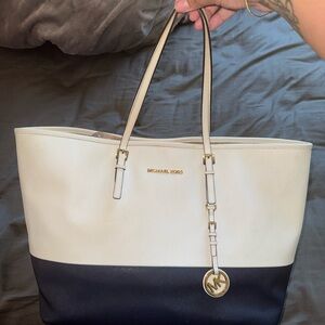 Michael Kors Cream and Black Tote Bag